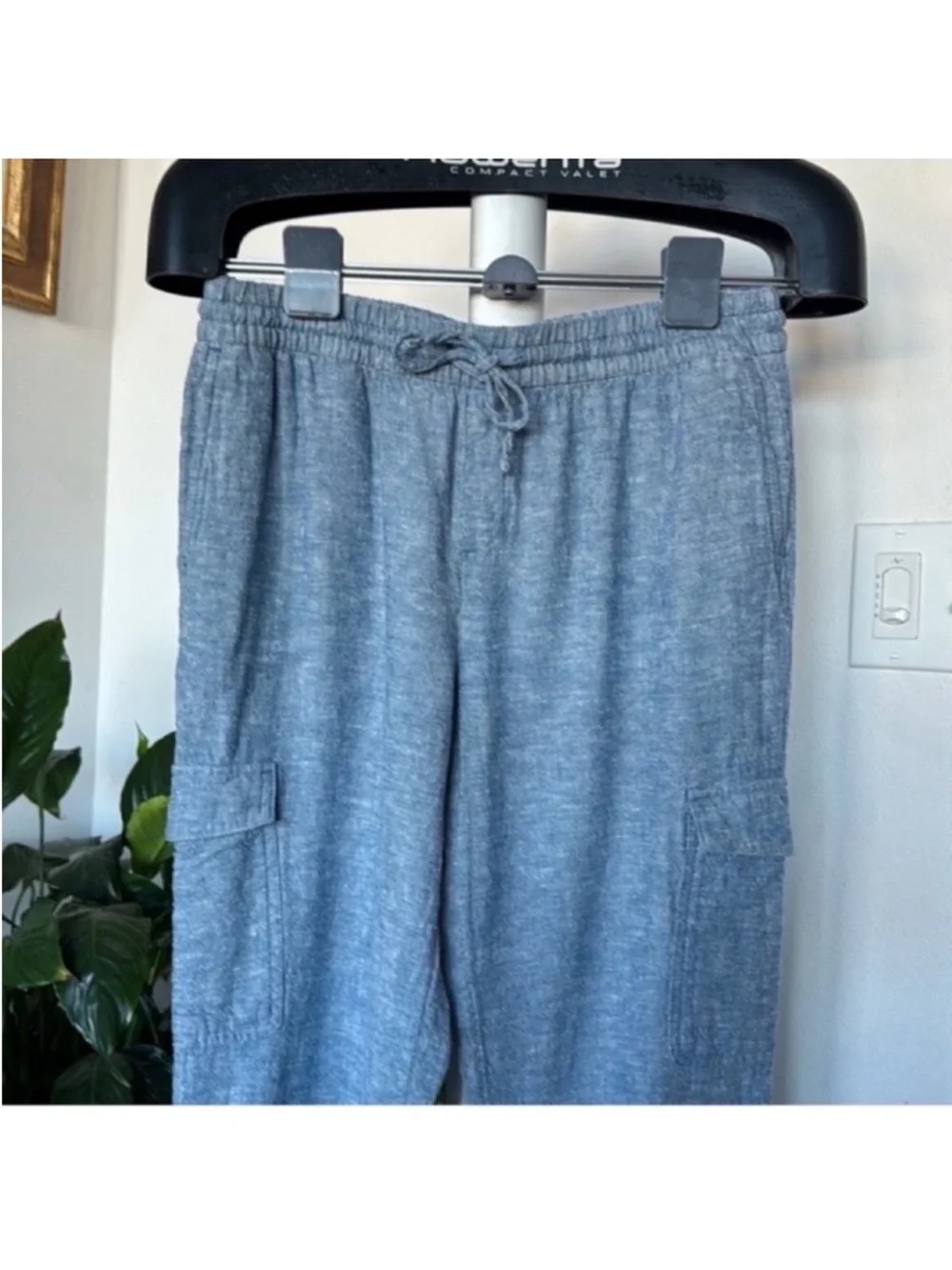 Banana Republic Linen Blend Cargo Style Joggers/pants Sz S Petite Blue